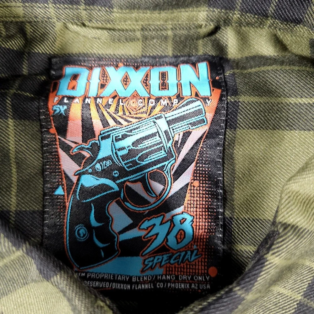 Dixxon Flannel Co Shirt Mens 5X Green Black 38 Special Plaid Button Up NWT New - Picture 2 of 8